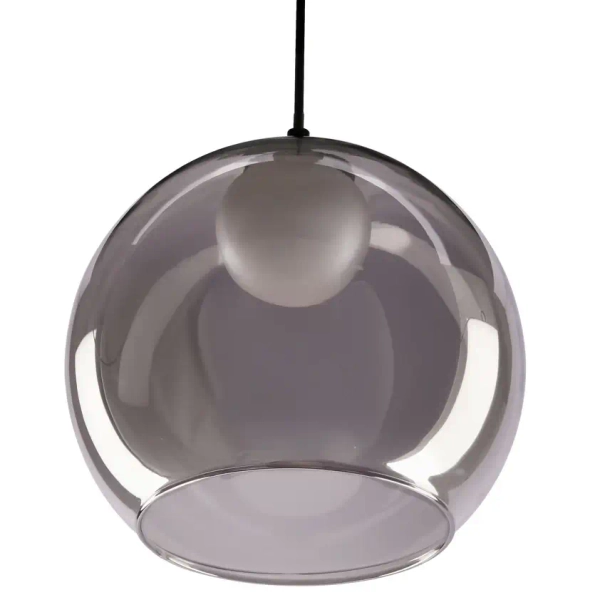 Lampa szklana wisząca nad wyspę Brin 31-38333 ball do sypialni przydymiona