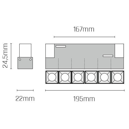 Spot na magnetyczne szyny Komatsu 6560 Shilo LED 9W 3000K metalowy czarny