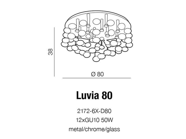 Glamour lampa sufitowa Luvia okrągła z kryształkami chrom