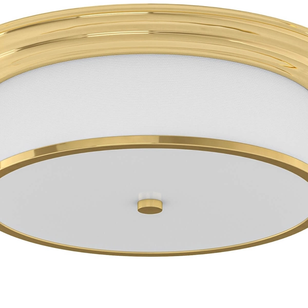 Salonowa lampa sufitowa Famburo okrągły plafon złoty z tkaniny