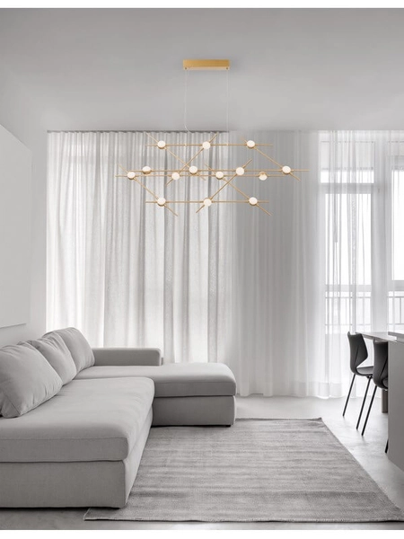 Wisząca lampa salonowa Azul molekuły LED 34W metalowe złote