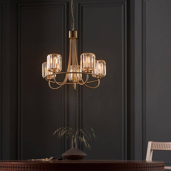 Szklana lampa wisząca Berenice 107802 mosiądz przezroczysty