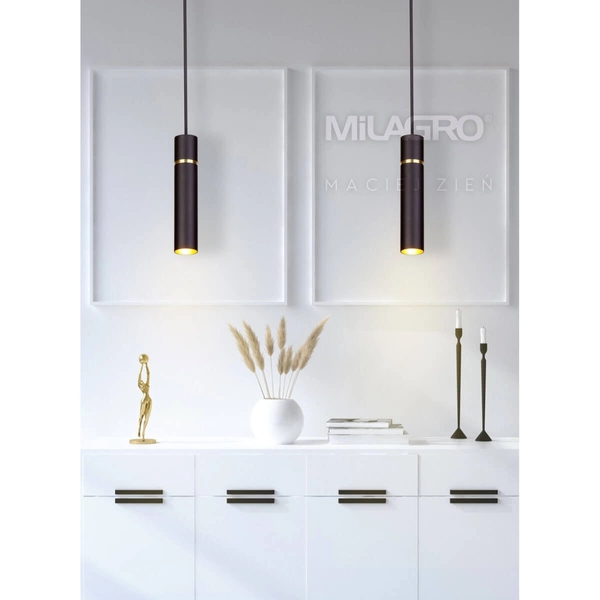 Pojedyncza lampa wisząca Lynx MZ5002 Milagro tuba zwis czarny złoty