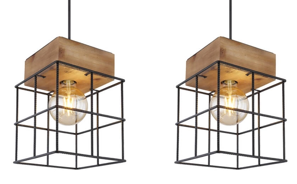 Lampa wisząca Merril 15530-3H metalowe klatki czarne drewno