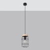 Loftowa lampa wisząca Gotto SL.1263 druciana cage drewniana czarna