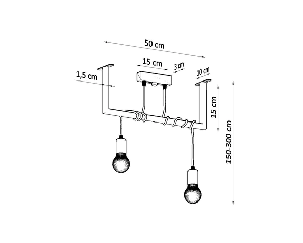 LAMPA wisząca SL.0894 loftowa OPRAWA metalowy ZWIS przewody czarne