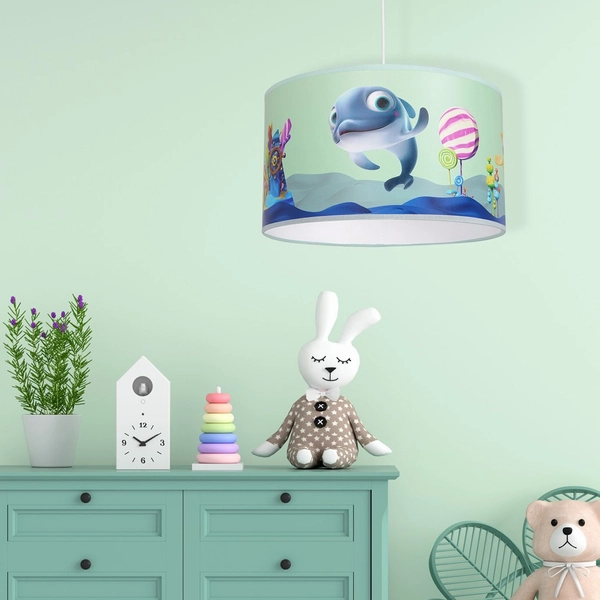 Dziecięca LAMPA wisząca MINIMINI MLP6802 Milagro okrągła OPRAWA delfinek ZWIS abażurowy multikolor