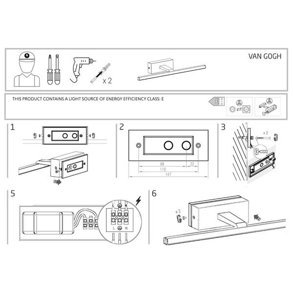 Lampa ścienna listwa Van Gogh 10284 Nowodvorski LED 18W 3000K podłużna czarna
