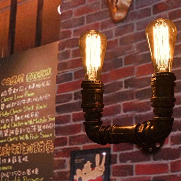 Kinkiet ścienny Tubo Retro ABR-LLK2RR-2XE27 Abruzzo rurociąg czarny