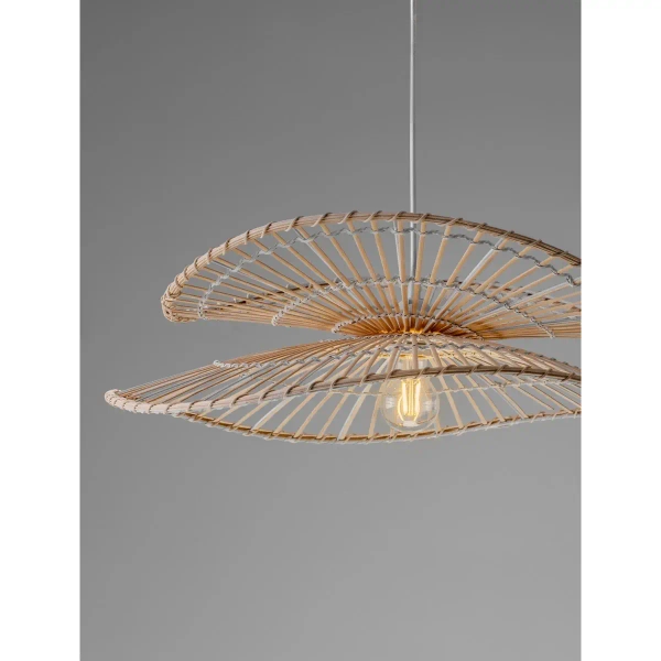 Lampa wisząca z kloszem SELVORA LE45374 kapelusz drewno biały