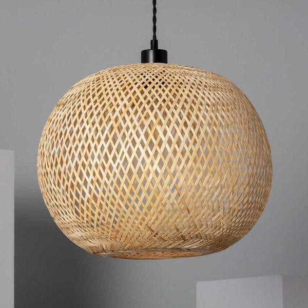 Ekologiczna lampa wisząca kula Boho ABR-NLW28-BH-E27 bambus naturalny