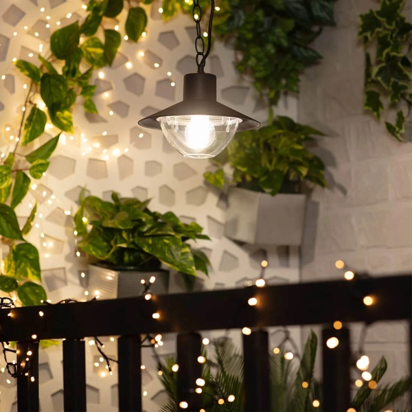 Wisząca lampa na taras Retro ABR-RRF-E27 Abruzzo IP54 czarny przezroczysty