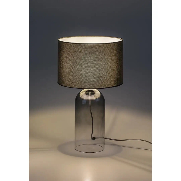 Stołowa lampa do salonu Luxin 74048 szklana dymiona tuba szary