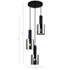Wisząca LAMPA loftowa SARDO PND-5581-3A-BK+SG Italux skandynawska OPRAWA szklany ZWIS tuby kaskada przydymiona czarna