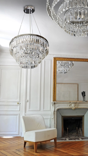 Pałacowa lampa wisząca Salerno crystal do jadalni chrom