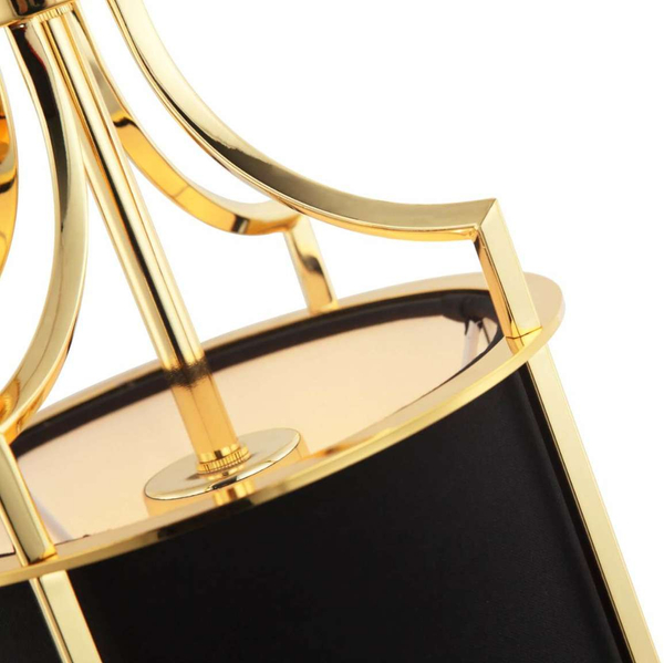 Klasyczna LAMPA wisząca Lunga Gold Nero Orlicki Design abażurowa OPRAWA okrągły ZWIS tuba na łańcuchu czarna złota
