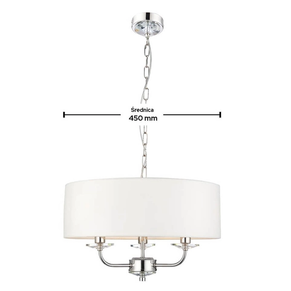 Lampa wisząca z abażurem Nixon 60129 Endon na łańuchu ecru nikiel