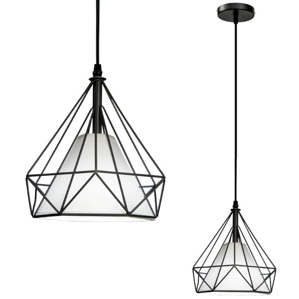 Druciana LAMPA wisząca Piramida 8801/1 ZWIS - 01 Elem metalowa OPRAWA loftowy ZWIS piramida czarna biała