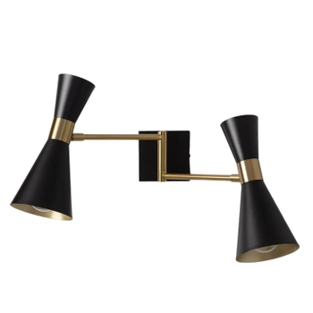 Podwójna lampa ścienna Salvatore ABR-2KSZ Abruzzo regulowana czarny złoty