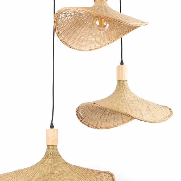 Wisząca lampa Boho ABR-LWS-BH40-3XE27 Abruzzo kapelusze japandi beżowa