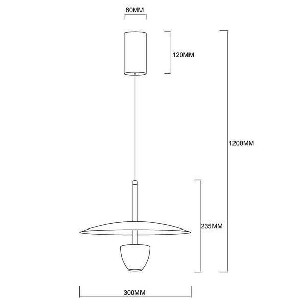 Wisząca lampa Ufo LP-0408/1P S BK LED 8W 3000-6000K kapelusz czarny