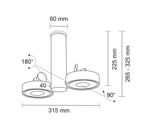 LAMPA sufitowa NATORI IL 2262 Shilo regulowana OPRAWA metalowa LED 20W 3000K tuba czarna