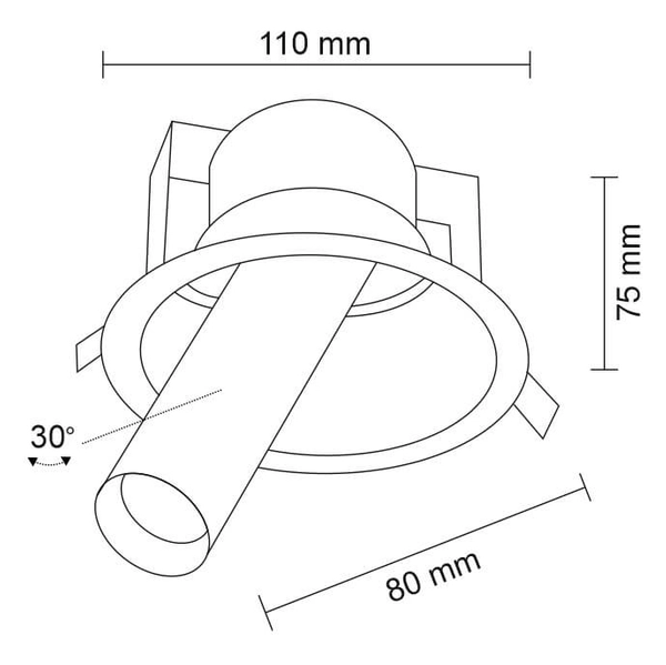 Industrialna LAMPA wpuszczana YAKUMO 7805 Shilo sufitowa OPRAWA okrągły WPUST metalowa tuba regulowana biała