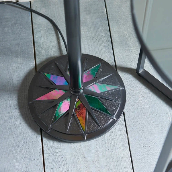 Podłogowa lampa witrażowa Dark Star 64041 z włącznikiem do jadalni brązowa