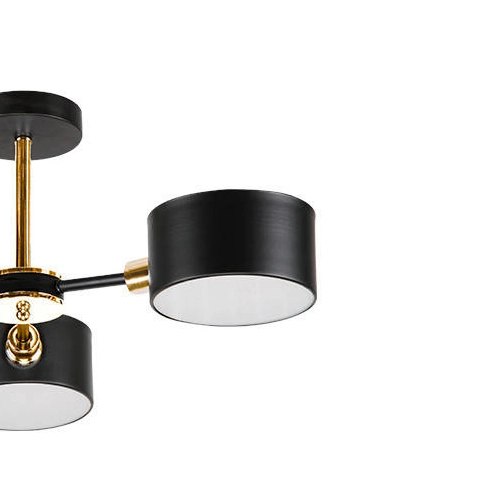 Abażurowa LAMPA sufitowa 3020/3 BL TR Elem metalowa OPRAWA molekuły czarne złote