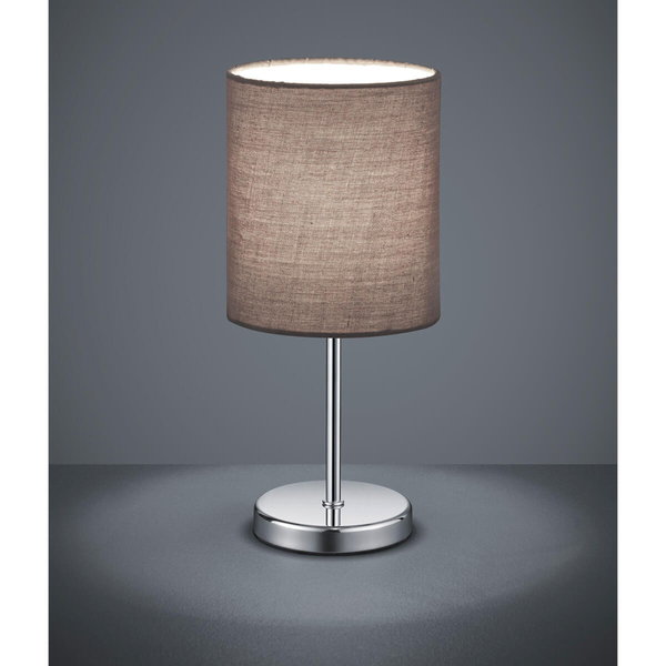 Abażurowa lampka nocna Jerry R50491011 stojąca do sypialni srebrna