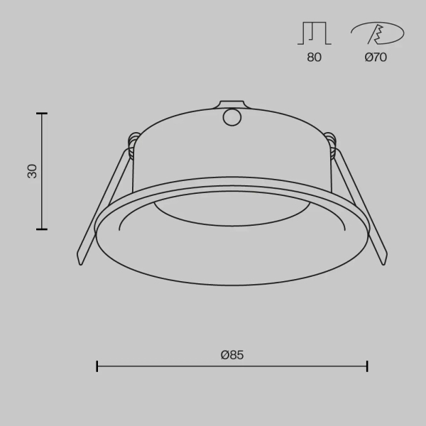 Wpuszczana lampa sufitowa Slim DL027-2-01B do przedpokoju czarna
