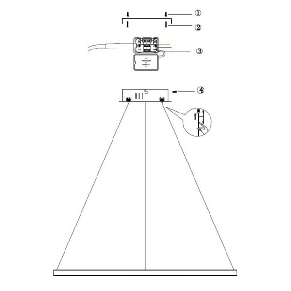 Lampa wisząca RING LP-909/1P 4S BK Light Prestige LED 24W 4000K okrągła oprawa metalowa zwis czarny