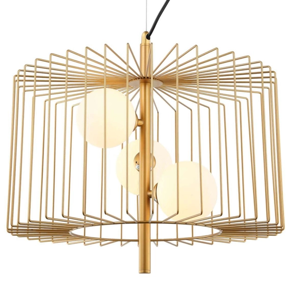 Lampa wisząca DAREN MDM-3937/3 GD druciana klatka metalowa złota