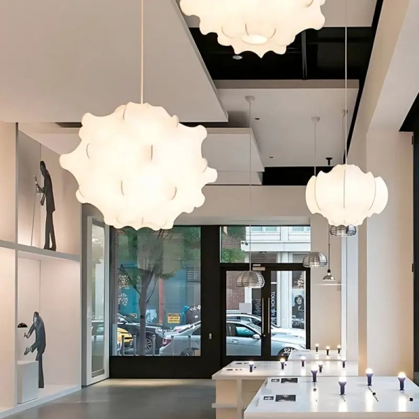 Lampa tkaninowa wisząca Lappello ABR-LW-APP do salonu biała