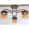 Loftowa LAMPA sufitowa VEN M225B/3 3-płomienna salonowa czarna miodowa