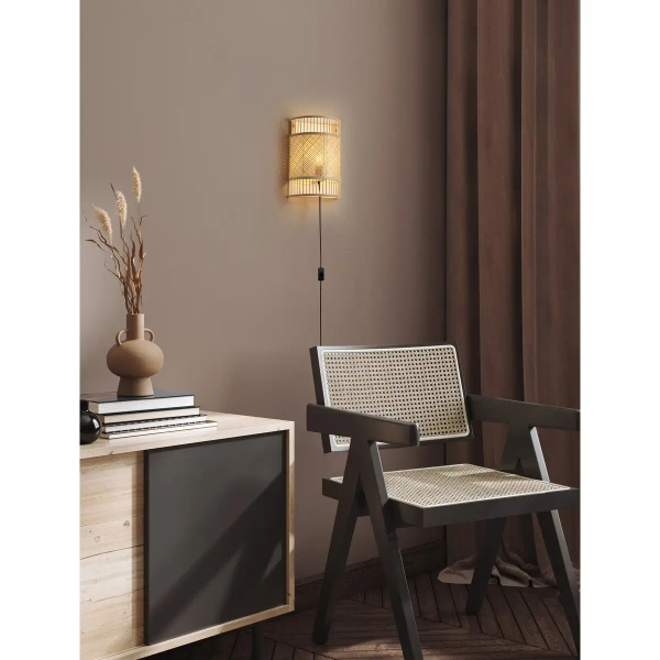Bambusowa lampa ścienna CANDEZA LE45371 z przełącznik naturalny