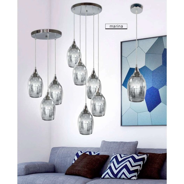 Wisząca lampa MARINA 33-60181 skandynawska szklana zwis kaskada srebrna