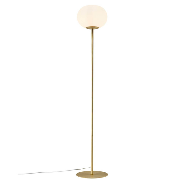 Podłogowa lampa Alton 2010514001 szklana kula do salonu mosiądz