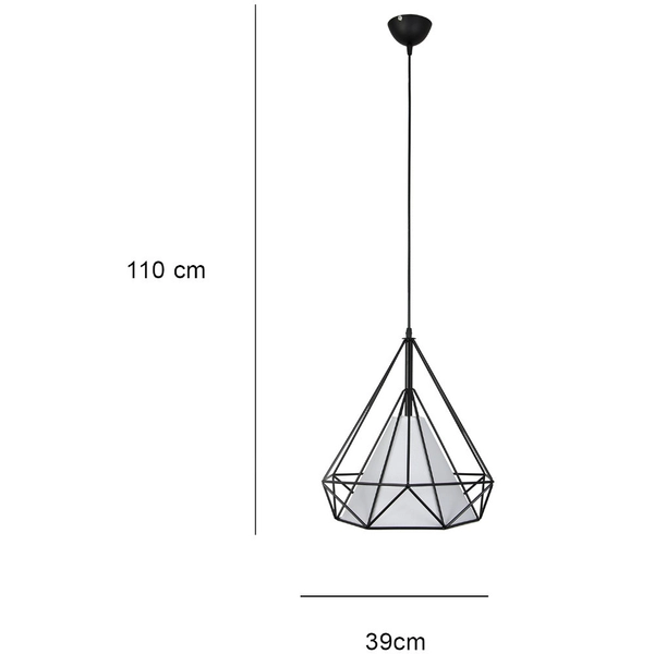 Druciana LAMPA wisząca Piramida 8801/1 ZWIS - 08 Elem metalowa OPRAWA loftowy ZWIS piramida szara biała