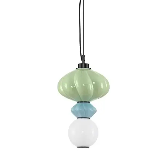 Szklana lampa wisząca CASURNO LE45220 LED 8W 3000K zielona niebieska