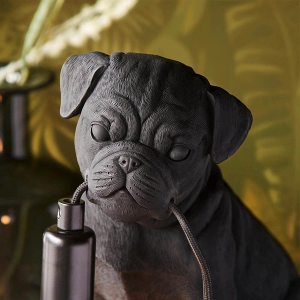 Stołowa lampka z żywicy Pug Puppy 107325 mops pies czarny