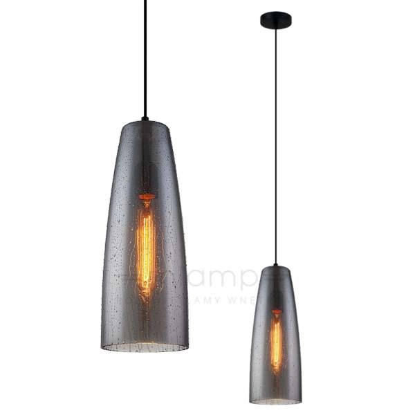 LAMPA wisząca TABBY MDM3147/1 SG+DROP Italux szklana OPRAWA zwis tuba z efektem deszczu przydymiona