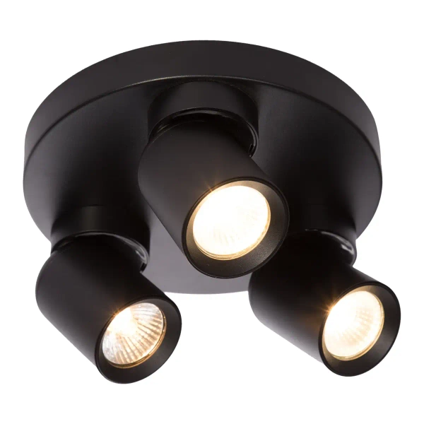 Sufitowa lampa do sypialni Pointa LP-6398/3C Round BK potrójna czarna