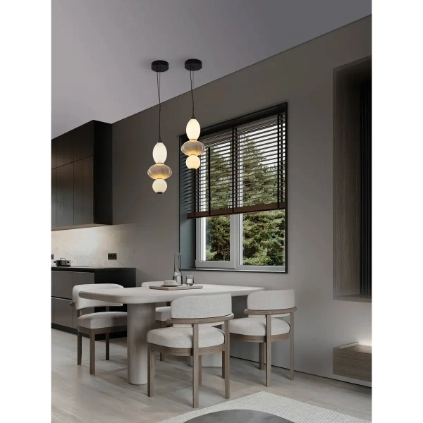 Lampa wisząca skandynawska CASURNO LE45221 LED 18W 3000K beżowa biała