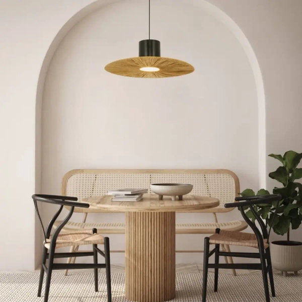 Ekologiczna wisząca lampa 23070 kapelusz papierowy czarny