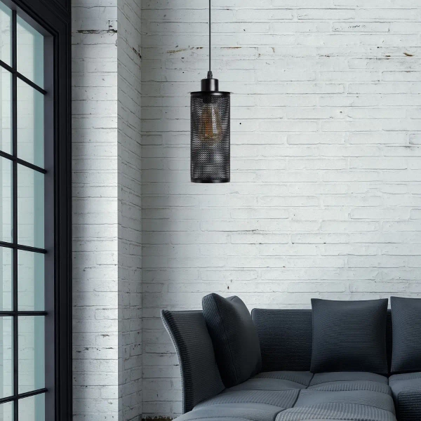 Wisząca lampa Midnight Abigali-ZAE27 Abigali siatka tuba czarna