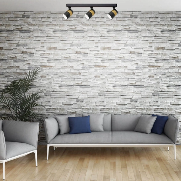 Potrójna lampa salonowa Antillo LP-770/3W BK regulowany kąt światła sufitowa metal czarny złoty