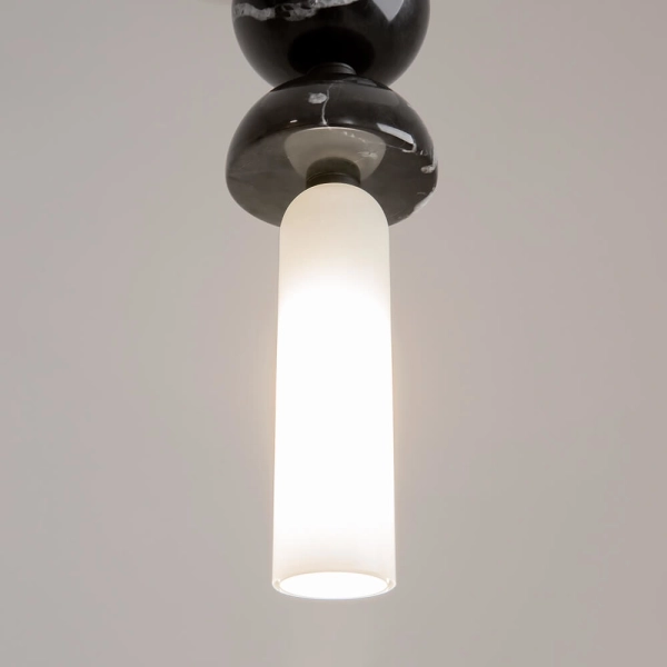Wisząca lampa Kioto MOD178PL-01B marmurowa czarna biała
