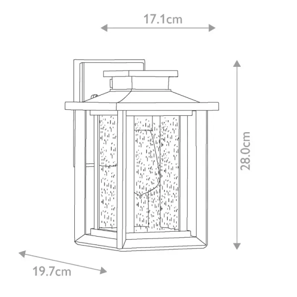 Latarnia naścienna do ogrodu Wakefield QZ-WAKEFIELD-S-TBK IP44 czarna