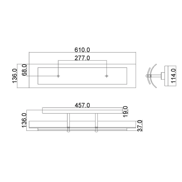 Szklany kinkiet do łazienki HK-DUET3-BATH nad umywalkę chrom